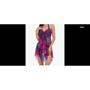 Women One Piece Swim Dress Swimsuit Halter Bathing Suit Dress MeshTankini Sz XXL